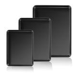 E-far Cookie Baking Sheet Set of 3, Nonstick Metal Sheets Pans Jellyroll Trays for Oven, Large/Medium/Small (16/12.4/10.4 ) No