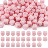 Kovict 78Pcs 12mm Letter Silicone Beads for Keychain Making, Pink Alphabet Square Silicone Letter Beads for Bracelets Necklace P