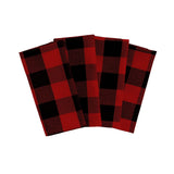 Elrene Home Fashions Farmhouse Living Holiday Buffalo Check Napkins Set of 4 20 x 20 Red/Black-New