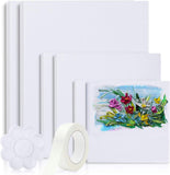 Canvases for Painting, 40x30, 30x20, 20x15, 8 Set Stretched White Canvas with Petal Paint Tray Palettes & Tape, Artist Canvases