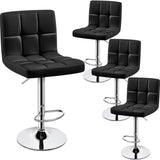 Yaheetech Bar Stools Set of 4, PU Leather Swivel Barstools, Height Adjustable Counter Chairs, Modern Stools with Back for Bar Ki