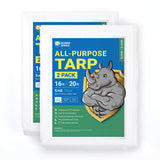 GUARD SHIELD Tarp White 16x20 Feet Multi Purpose Waterproof Poly Tarp Cover 5mil (2-Pack)