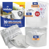 Wallaby 10 Count MRE Mylar Bags with 400cc Oxygen Absorbers, 15 Mil Total Thicker Long-Term Food Storage Pouches, 6.5x8.5 Stand-