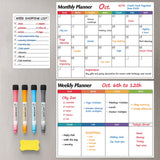 Dry Erase Magnetic Calendar for Refrigerator, 3 Pack- Monthly & Weekly & Daily Planner Magnet Whiteboard for Fridge Wall Door -