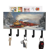Vintage Steam Train Key Hooks Holder Mail Organizer Wall Mount Small Shelf Hat Rack for Entryway
