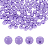 HARFINGTON 100pcs Light Purple Acrylic Round Beads 6mm Dia 1.9mm Hole Plastic Resin Smooth Balls Loose Bead for Jewelry Making B