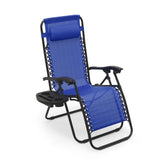 AthAthena Collection Zero Gravity Chair, Outdoor Lounge Chair with Adjustable Pillow and Cup Holder, Reclining Camping Chair for