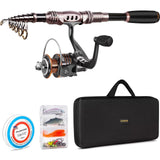 PLUSINNO Fishing Rod and Reel Combos Carbon Fiber Telescopic Fishing Rod with Reel Combo Sea Saltwater Freshwater Kit Fishing Ro