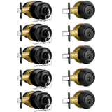 Plustool 5 Pack Front Door Lock Set Matte Black,Exterior Door Lock Set with Deadbolt,Single Cylinder Deadbolt Lock and Door Knob
