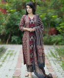 Gosriki Women'S Rayon Viscose Printed Straight Kurta With Pant & Dupatta (Sarangpur Maroon-Gs_S_Maroon_Small),Maroon,,B0DVPP6TN9