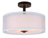 XiNBEi Lighting Semi Flush Mount Ceiling Light, 3 Light Drum Semi Flush Light, 16 Close to Ceiling Light with Fabric Shade in Da