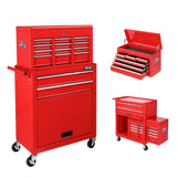 TUFFIOM 8-Drawer Rolling Tool Chest, Tool Storage Cabinet w/Lockable Wheels, Detachable Top, Drawers & Side Hooks, Mechanic Tool