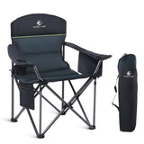 GREEN PARTY Folding Camping Chair Oversized Heavy Duty Lawn Chair with Cooler Bag, Cup Holder, Storage Pocket, Collapsible Padde