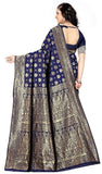 Sugathari Womens Banarasi Saree Pure Kanjivaram Silk Saree Soft New Ladies 2023 Design Wear Pattu Sarees Latest Party Sari Collections With Blouse Piece For Wedding Sadi (Sam Pari-161 Navy Blue)