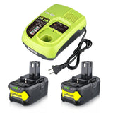 VANON 2Pack Upgraded 7.0Ah Replacement for Ryobi 18V Battery and Charger Compatible with P102 P103 P104 P105 P108 P109 P117 P118