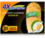 Heavy Duty Multi Surface 360Heavy Duty 20 Duster Refills & 1 Handle, Compatible with Swiffer Dusters,Disposable Dusters for Clea