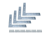 QCAA Heavy Duty Flat Corner Irons Joining Bracket for Wood Table, Chairs, Zinc Plated , 6x6x1x0.79, Made in Taiwan, 4 Pack