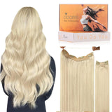 DOORES Wire Hair Extensions, Platinum Blonde 16 Inch 95g Fish Line Weft Extensions and 2pcs 30g Clip ins, 125g Invisible Wire Re