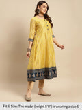 Rangita Yellow Chanderi Calf Length Printed Flared Kurti For Women | Kurta For Women_3Xl