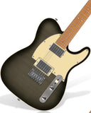 AKLOT Modern TL Electric Guitar - Dual Humbucker with Coil Split, Roasted Maple Neck & Flame Maple Top, Locking Tuners, Beginner