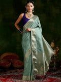 Libas Women'S Silk Blend Saree (16100_Blue)