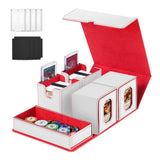 Trading Card Storage Box with Commander Display for MTG, TCG, Sports Cards, 5-in-1 Card Deck Box, Holds 450+ Double-Sleeved Card