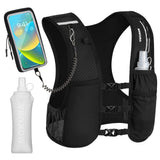 MOKURA Running Vest for Women Men, Reflective Hydration Vest with 500ML Soft Flask and Phone Holder, Adjustable Running Backpack