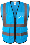 XIAKE Reflective Safety Vest for Men & Women Mesh High Visibility Vest with Pockets Meets ANSI Standards(Large,Sky Blue)
