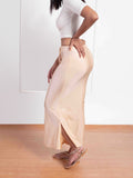 Nykd Everyday Saree Petticoat For Women - Shapewear With Drawstring, Side Slit, Mermaid Cut - Saree Shapewear, Nyoe01, Gold, L,