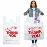 YoYoRain Oversized Thank You Plastic Bags with Handles - 50 Pack, 20x10x36, 20 Microns Thick, Heavy Duty White T-Shirt Bags for