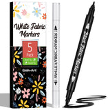 Gain-Art Fabric Markers Black & White, Dual-Tip Fabric Markers Permanent for Clothes, Non-Toxic Fabric Paint Pens for Personaliz
