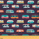 Happy Camper Dry Goods Camping Waterproof Decorative Fabric by The Yard - Rustic Farmhouse Indoor Outdoor, Cartoon Themed Craft