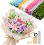 Caydo 500 Pieces Pipe Cleaner Flower Kit, Macaron Colorful Chenille Stems Bulk for Pipe Cleaner Bouquets Making