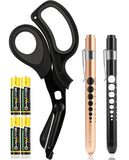MEUUT 3 Pack Medical Scissors and penlights for Nurses with Four Batteries-One 8 Patented Trauma Scissor Bandage Scissor Two LED