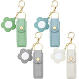Arvintas 4 PACK PU Leather Potable Chapstick Holder Key Chain Bulk with Mirror, Lipstick Keychain, Lip Balm Organizer Holder Lip