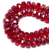 DIQIO 8mm Sparkle Rondelle Crystal Beads for Jewelry Making - Spacer Faceted Beads for Bracelets(75-80pcs, Deep Red AB)