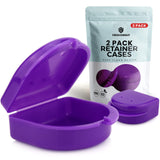 Retainer Case (2 Pack). Retainer Case with Vent Holes. Perfect for Denture, Mouth Guard, Aligner, by Fresh Knight (Purple)