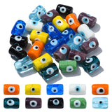 LiQunSweet 25 Pcs Handmade Lampwork Glass Loose Beads Spacer Column Tube Evil Eye Beads for Bracelet Making Jewelry DIY Craft