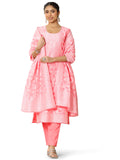 Libas Women'S Chanderi Silk Woven Design Straight Kurta Sets (99205_Pink_Xl)