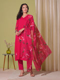 Anni Designer Women'S Rayon Blend Straight Printed Kurta With Pant & Dupatta (Roka Rani-Vks01_5Xl_Pink_Xxxxx-Large),Pink,5XL,Rayon,Regular,
