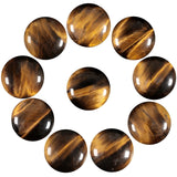 SUNYIK Pack of 10 Round Cabochons CAB Flatback for Jewelry Making, Polished Tiger's Eye Flat Back Cabochons for DIY Art Project,