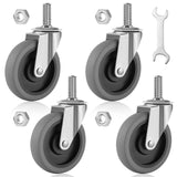 Besitu 4 Inch Caster Wheels, 1/2-13 Inch Course Threaded Stem Caster Set of 4, Heavy Duty TPR Swivel Caster Wheels for Dolly Car
