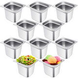 Thenshop 10 Pack 1/6 Size 6 Inch Deep Hotel Pans Stainless Steel Steam Table Food Pan Commercial Metal Food Catering Tray Anti J