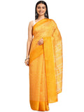 Shiv Textiles Poly Cotton Leheriya Floral Print Saree For Women With Unstitched Blouse (ST-9660-YELLOW)