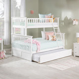 AFI Columbia Twin over Full Size Bunk Bed with Full Trundle & Charging Station in White