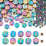 PH PandaHall 90pcs 10x4mm Number Beads 140pcs 4mm 6/0 Seed Beads Rainbow Color Glass Bead Metallic Flat Round Loose Spacer Bead