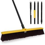 KLEEN HANDLER 24inch Heavy Duty Push Broom with 61inch Long Extendable Metal Handle with Threaded Plastic Screw for Deck Driveway Gara
