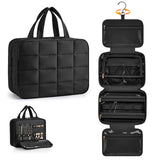 Manuqia Travel Toiletry Bag with Separate Jewelry Organizer, Water-resistant Makeup Bag with Hanging Hook, Large Capacity Travel