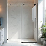 BoBliss Frameless Sliding Glass Shower Door, 56-60 W x 76 H, 5/16 (8mm) Clear Tempered Glass Bathroom Sliding Door, Stainless St
