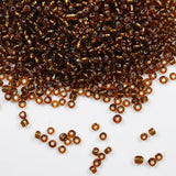 Tibaoffy Transparent Light Brown with Silver Lined Beads Size 6/0 Crafts Glass Seed Beads 4mm for Jewelry Making (Total About 10